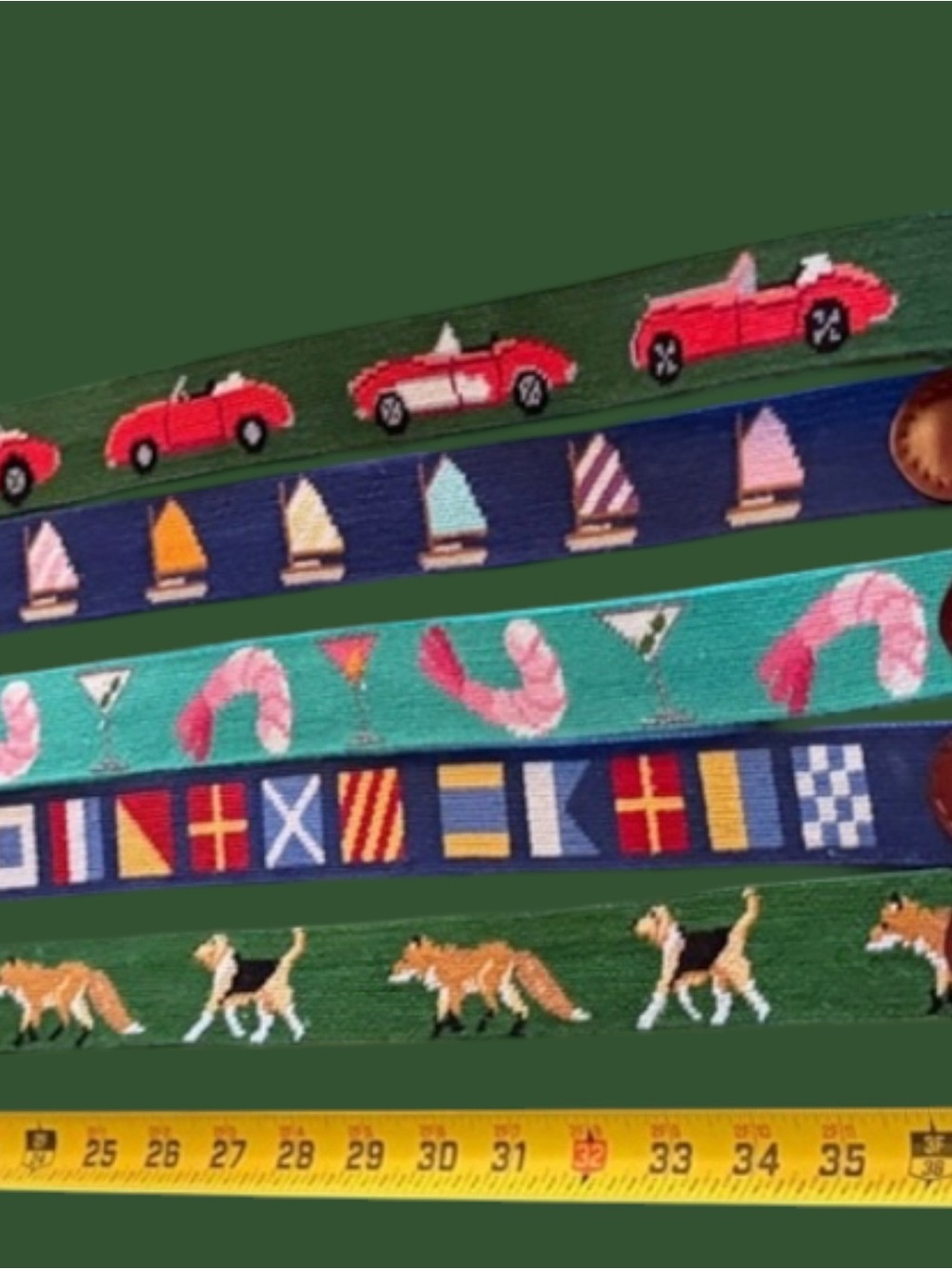 Smathers and Branson Needlepoint Belt Collection of 5